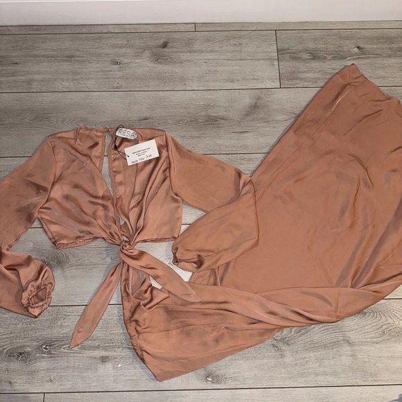 NWT RESA Noelle Sedona Blush Pink Satin Maxi Dress Women's X-Small XS - Picture 6 of 6